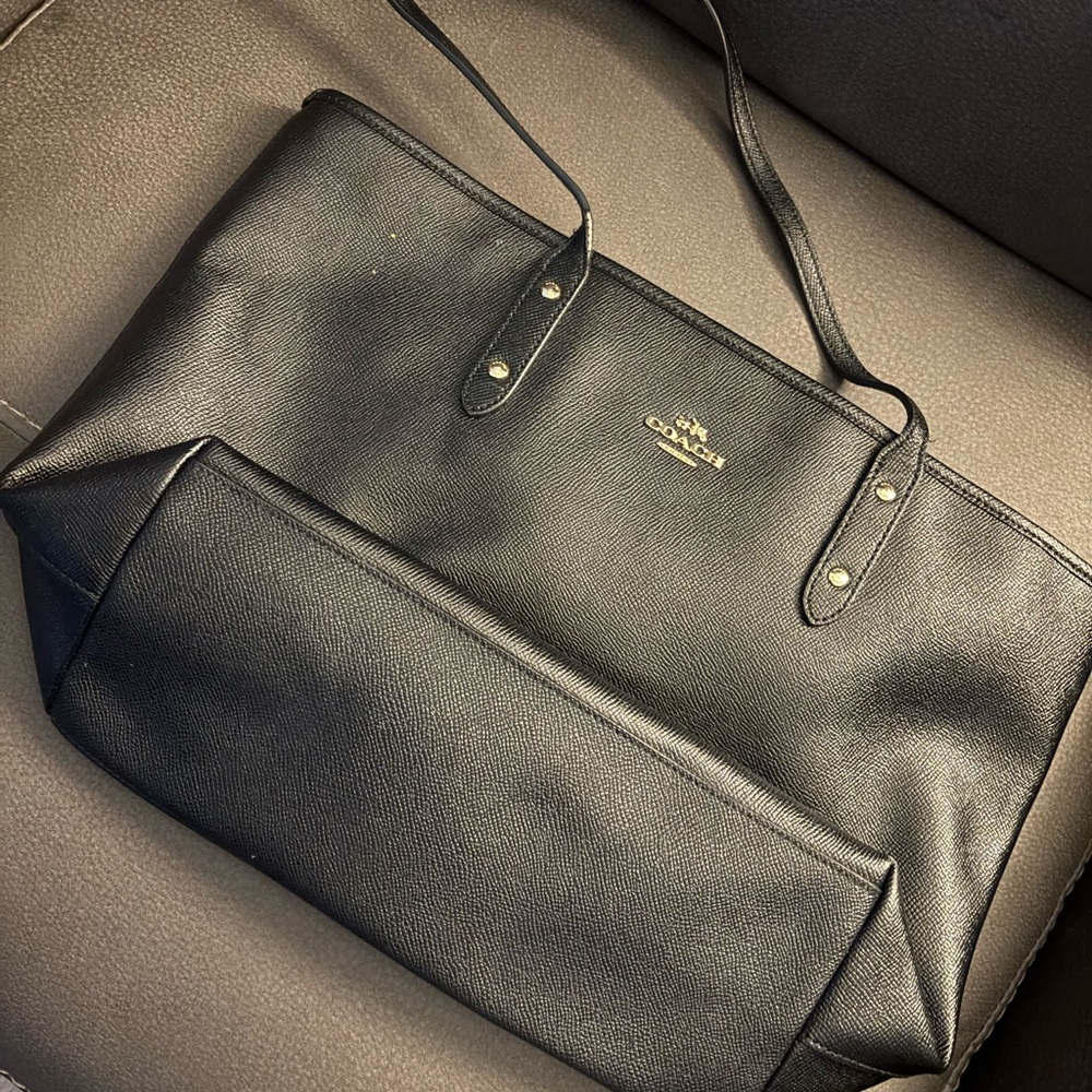 Coach Black Leather Laptop Bag for Men